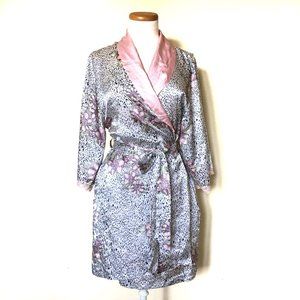 Jones New York Floral Satin Belted Robe w/Pockets S/M